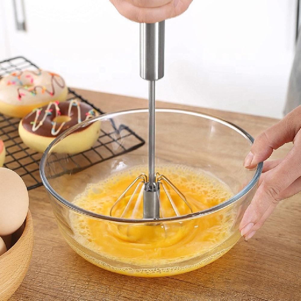 Batedor Automático Giratório Em Inox – Mixer Manual De Ovos E Massas Para Omeletes, Cremes E Bebidas - 4
