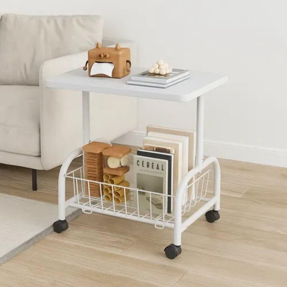 Mesa Lateral Multiuso Com Rodinhas - Carrinho Auxiliar Compacto Para Sala, Quarto E Escritório (branca) - 8