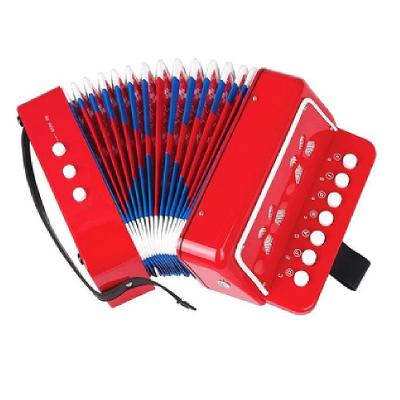 Sanfona Infantil 3 Baixos Mini Acordeon Estilo Profissional Para Crianças - Vermelha