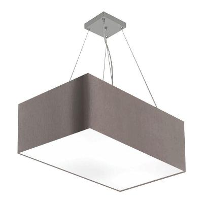Lustre Pendente Retangular Md-4372 Cúpula Em Tecido 60x40cm Cinza Escuro