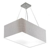 Lustre Pendente Retangular Md-4372 Cúpula Em Tecido 60x40cm Rustico Cinza - 1