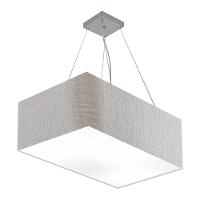Lustre Pendente Retangular Md-4372 Cúpula Em Tecido 60x40cm Rustico Cinza - 2