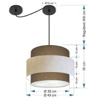 Lustre Sala De Jantar Com Desvio Vivare Md-4397 Cúpula Em Tecido 40cm Cáqui-linho-bege-cáqui 127/220v - 2