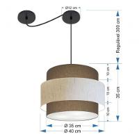 Lustre Sala De Jantar Com Desvio Vivare Md-4397 Cúpula Em Tecido 40cm Cáqui-linho-bege-cáqui 127/220v - 6