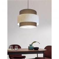 Lustre Sala De Jantar Com Desvio Vivare Md-4397 Cúpula Em Tecido 40cm Cáqui-linho-bege-cáqui 127/220v - 8