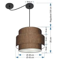 Lustre Sala De Jantar Com Desvio Vivare Md-4398 Cúpula Em Tecido 45cm Café 127/220v - 2