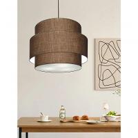 Lustre Sala De Jantar Com Desvio Vivare Md-4398 Cúpula Em Tecido 45cm Café 127/220v - 6