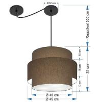 Lustre Sala De Jantar Com Desvio Vivare Md-4398 Cúpula Em Tecido 45cm Cáqui 127/220v - 2