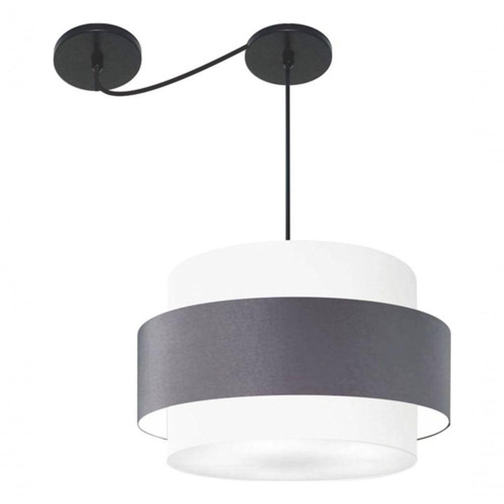 Lustre Sala De Jantar Com Desvio Vivare Md-4399 Cúpula Em Tecido 50cm Branco-cinza-escuro-branco 127/220v - 7