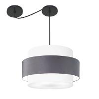 Lustre Sala De Jantar Com Desvio Vivare Md-4399 Cúpula Em Tecido 50cm Branco-cinza-escuro-branco 127/220v - 1