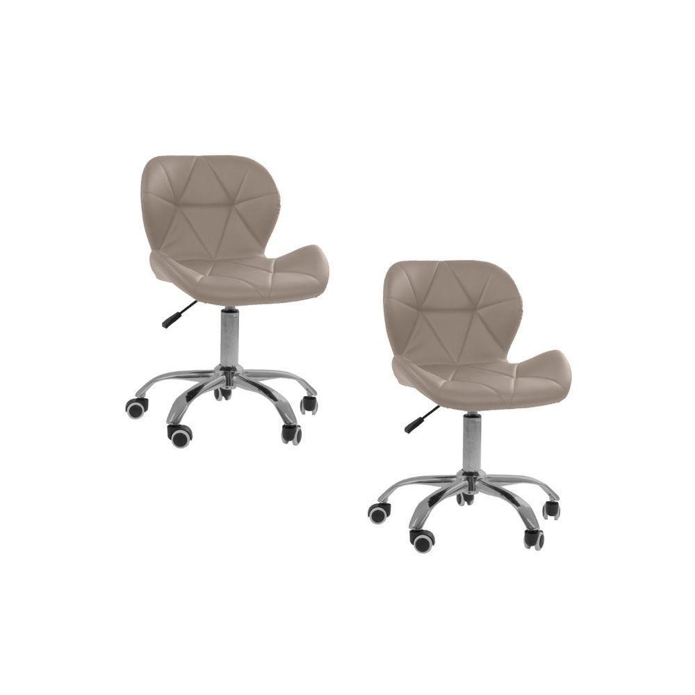 Kit 2 Cadeiras Office Eiffel Slim Com Base Giratória E Ajustável Bege - 1