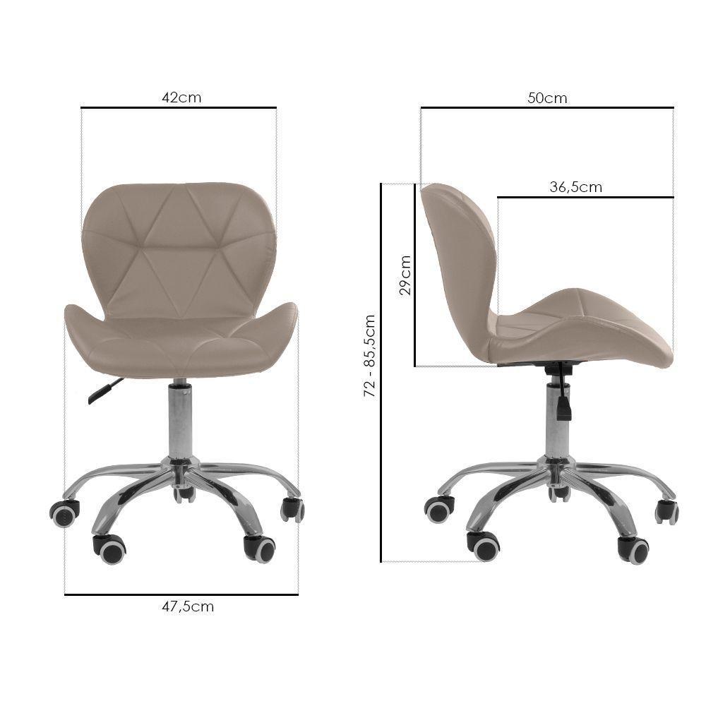 Kit 2 Cadeiras Office Eiffel Slim Com Base Giratória E Ajustável Bege - 7
