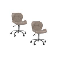 Kit 2 Cadeiras Office Eiffel Slim Com Base Giratória E Ajustável Bege - 1