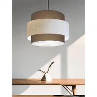 Lustre Sala De Jantar Com Desvio Vivare Md-4400 Cúpula Em Tecido 55cm Cáqui-linho-bege-cáqui 127/220v - 3