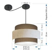 Lustre Sala De Jantar Com Desvio Vivare Md-4400 Cúpula Em Tecido 55cm Cáqui-linho-bege-cáqui 127/220v - 8