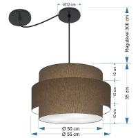 Lustre Sala De Jantar Com Desvio Vivare Md-4400 Cúpula Em Tecido 55cm Cáqui 127/220v - 2