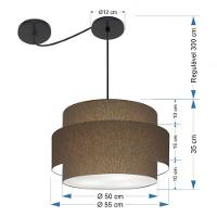 Lustre Sala De Jantar Com Desvio Vivare Md-4400 Cúpula Em Tecido 55cm Cáqui 127/220v - 7