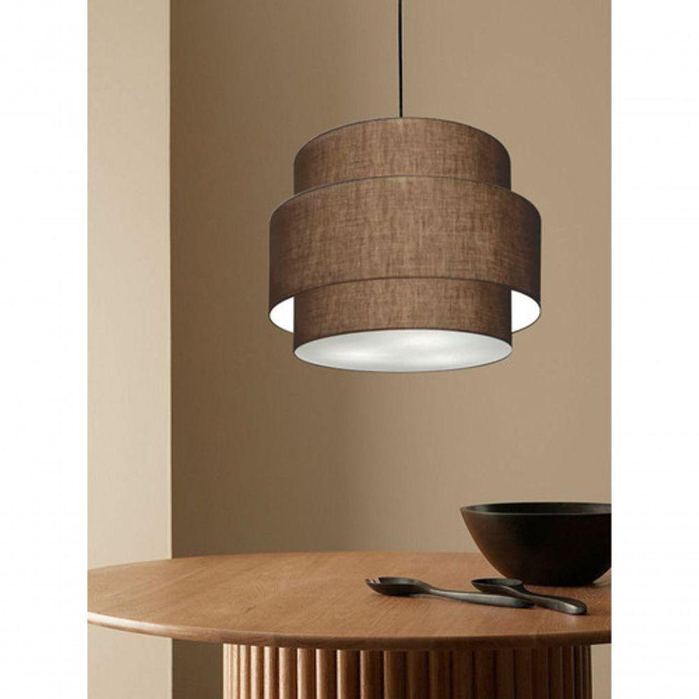 Lustre Sala De Jantar Com Desvio Vivare Md-4401 Cúpula Em Tecido 60cm Café 127/220v - 8