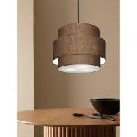 Lustre Sala De Jantar Com Desvio Vivare Md-4401 Cúpula Em Tecido 60cm Café 127/220v - 3