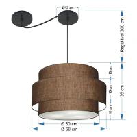 Lustre Sala De Jantar Com Desvio Vivare Md-4401 Cúpula Em Tecido 60cm Café 127/220v - 7