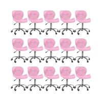 Kit 15 Cadeiras Office Eiffel Slim Com Base Giratória E Ajustável Rosa - 1