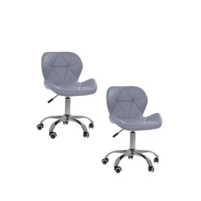 Kit 2 Cadeiras Office Eiffel Slim Com Base Giratória E Ajustável Cinza