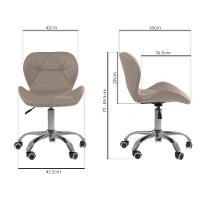 Kit 5 Cadeiras Office Eiffel Slim Com Base Giratória E Ajustável Bege - 5