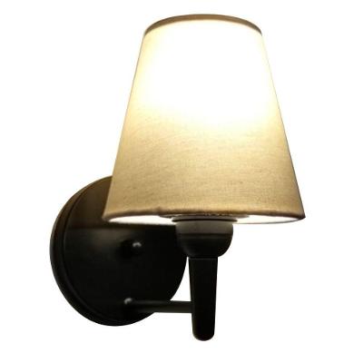 Arandela Cone Md-2004 Base Preto Cúpula Em Tecido 14-14x07cm Algodão Cru - Bivolt