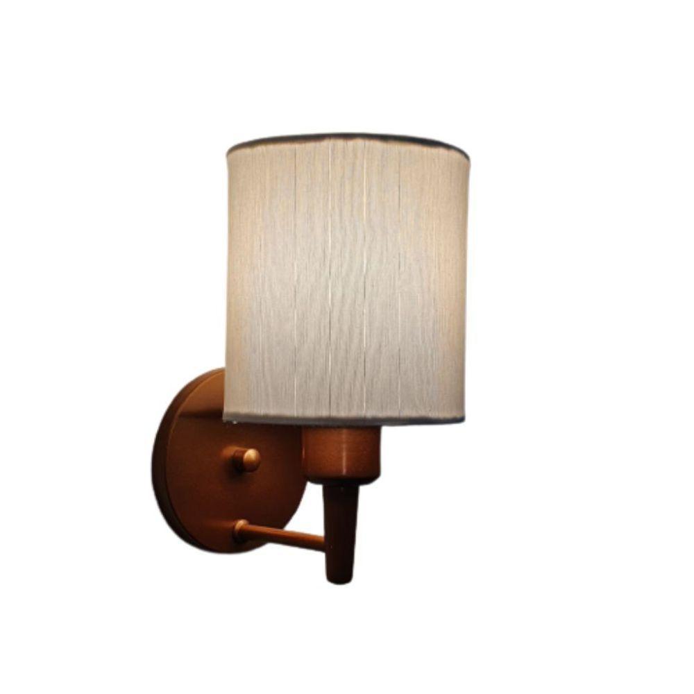 Arandela Cilíndrica Md-2009 Base Cobre Cúpula Em Tecido 14x15cm Branca - Bivolt - 1