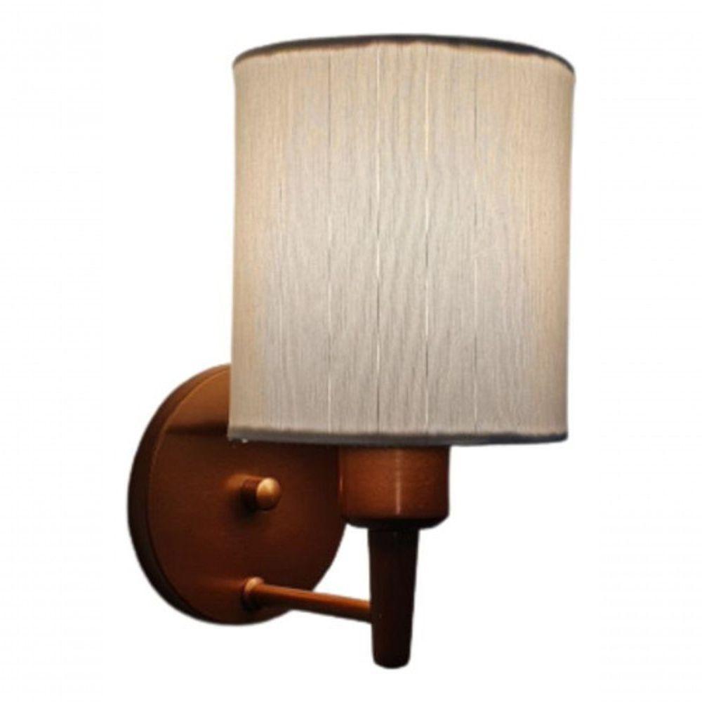 Arandela Cilíndrica Md-2009 Base Cobre Cúpula Em Tecido 14x15cm Branca - Bivolt - 5