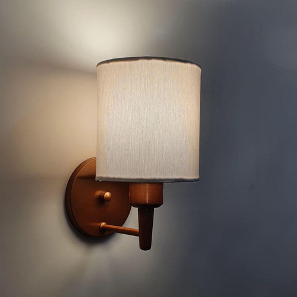 Arandela Cilíndrica Md-2009 Base Cobre Cúpula Em Tecido 14x15cm Branca - Bivolt - 6