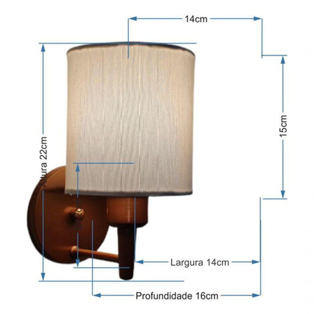 Arandela Cilíndrica Md-2009 Base Cobre Cúpula Em Tecido 14x15cm Branca - Bivolt - 7