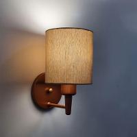 Kit-2 Arandela Cilíndrica Md-2009 Base Cobre Cúpula Em Tecido 14x15cm Palha - Bivolt - 3