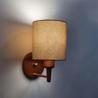 Kit-2 Arandela Cilíndrica Md-2009 Base Cobre Cúpula Em Tecido 14x15cm Palha - Bivolt - 7