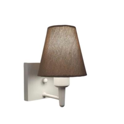 Arandela Quadrada Md-2034 Branco Cúpula Em Tecido Cone Caqui - Bivolt