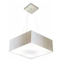 Lustre Pendente Quadrado Vivare Md-4196 Cúpula Em Tecido 15/45x45cm - Bivolt Linho Bege 127/220v - 3