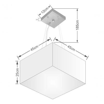 Lustre Pendente Quadrado Vivare Md-4197 Cúpula Em Tecido 25/45x45cm - Bivolt Linho Bege 127/220v