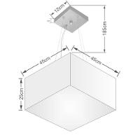 Lustre Pendente Quadrado Vivare Md-4197 Cúpula Em Tecido 25/45x45cm - Bivolt Linho Bege 127/220v - 3