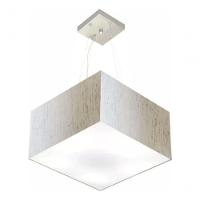 Lustre Pendente Quadrado Vivare Md-4197 Cúpula Em Tecido 25/45x45cm - Bivolt Linho Bege 127/220v - 4
