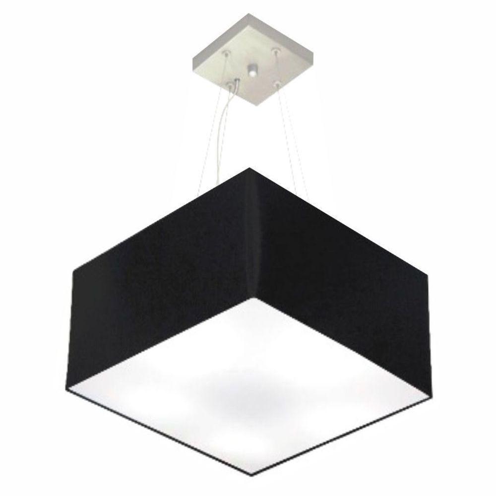 Lustre Pendente Quadrado Vivare Md-4197 Cúpula Em Tecido 25/45x45cm - Bivolt Preto 127/220v - 1