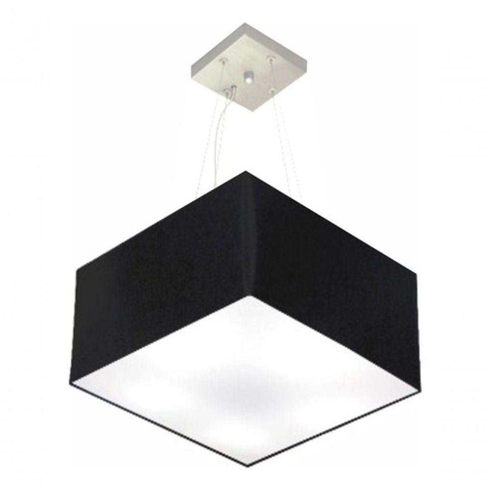 Lustre Pendente Quadrado Vivare Md-4197 Cúpula Em Tecido 25/45x45cm - Bivolt Preto 127/220v - 3