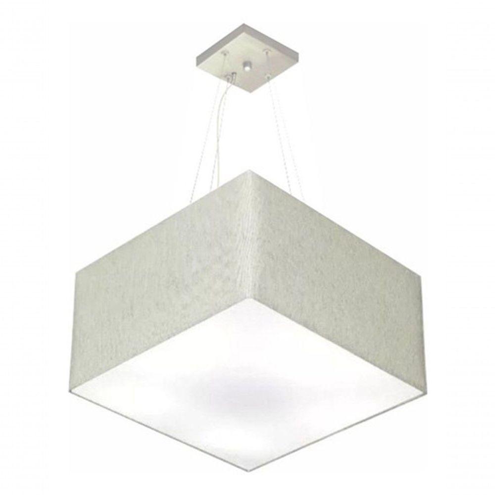 Lustre Pendente Quadrado Vivare Md-4199 Cúpula Em Tecido 30/60x60cm - Bivolt Rustico-cinza 127/220v - 3