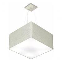 Lustre Pendente Quadrado Vivare Md-4199 Cúpula Em Tecido 30/60x60cm - Bivolt Rustico-cinza 127/220v - 3
