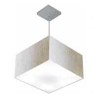 Lustre Pendente Quadrado Vivare Md-4020 Cúpula Em Tecido 21/35x35cm - Bivolt Linho Bege 127/220v - 3