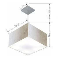 Lustre Pendente Quadrado Vivare Md-4020 Cúpula Em Tecido 21/35x35cm - Bivolt Linho Bege 127/220v - 4