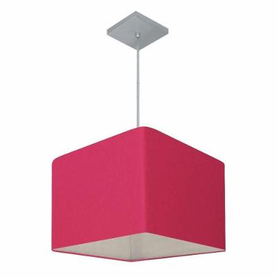 Lustre Pendente Quadrado Vivare Md-4059 Cúpula Em Tecido 21/35x35cm - Bivolt Rosa-pink 110v/220v