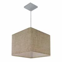 Lustre Pendente Quadrado Vivare Md-4059 Cúpula Em Tecido 21/35x35cm - Bivolt Rustico-bege 127/220v