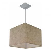 Lustre Pendente Quadrado Vivare Md-4059 Cúpula Em Tecido 21/35x35cm - Bivolt Rustico-bege 127/220v - 8