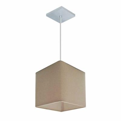 Lustre Pendente Quadrado Vivare Md-4223 Cúpula Em Tecido 15/13x13cm - Bivolt Algodão-crú 127/220v