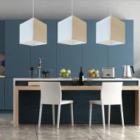 Lustre Pendente Quadrado Vivare Md-4223 Cúpula Em Tecido 15/13x13cm - Bivolt Linho Bege 127/220v - 6